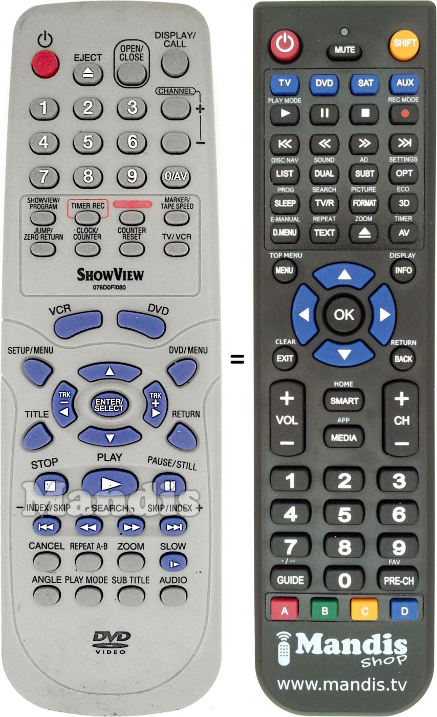 Replacement remote control Sinudyne 076D0FI080