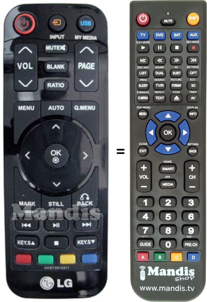 Replacement remote control CONCERTO AKB72913311