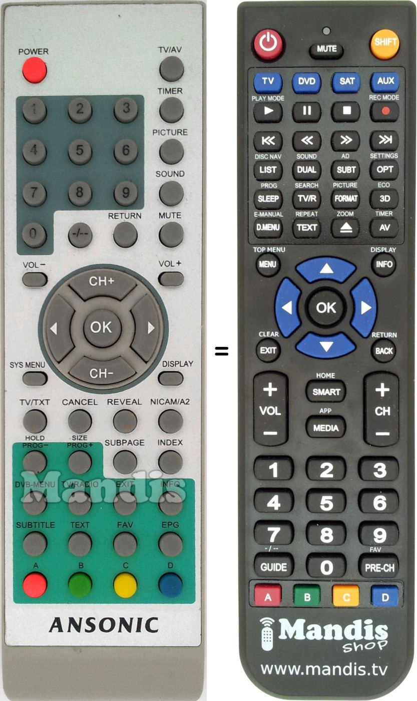 Replacement remote control ANS003