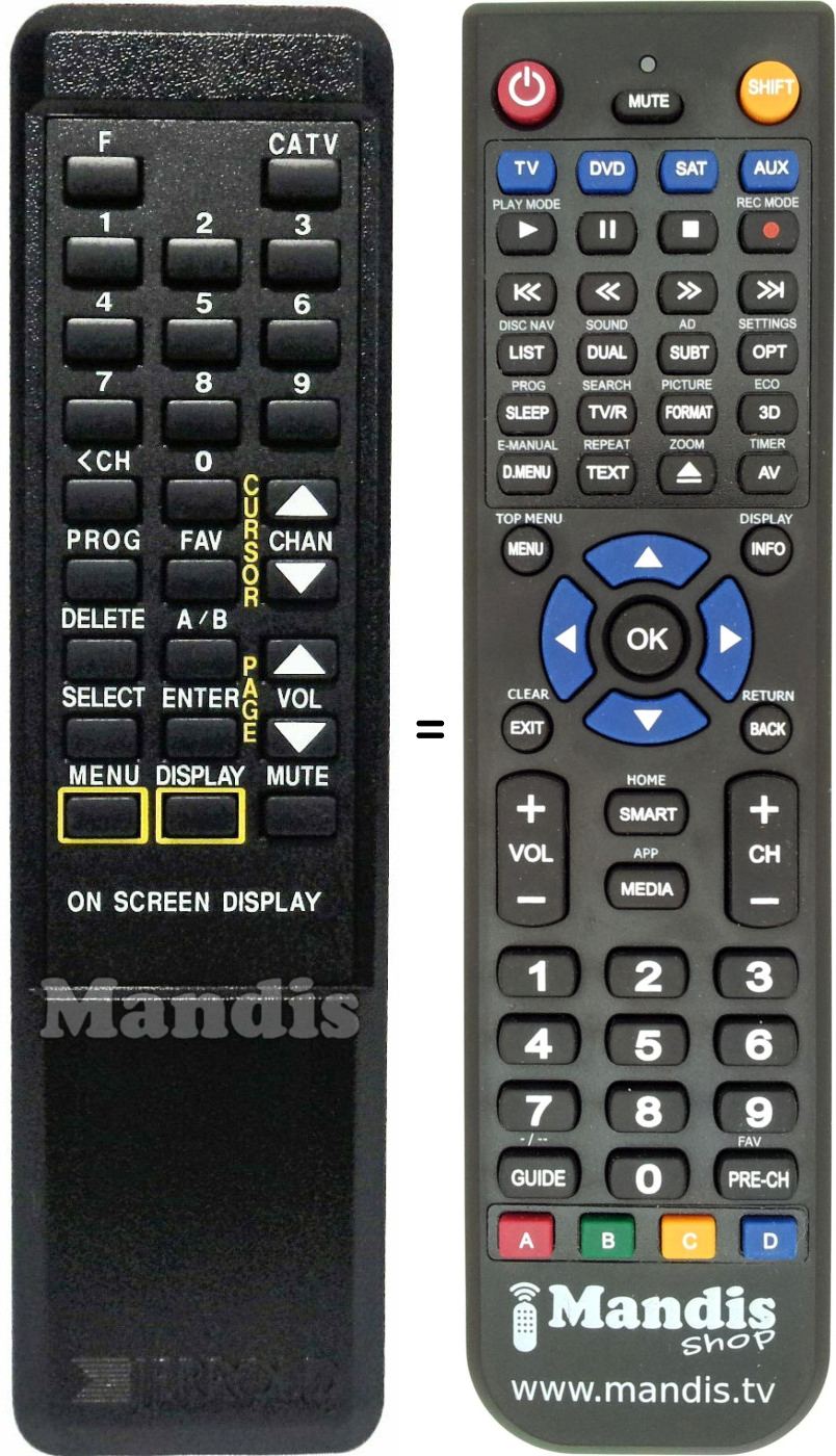 Replacement remote control ONO JERROLD001