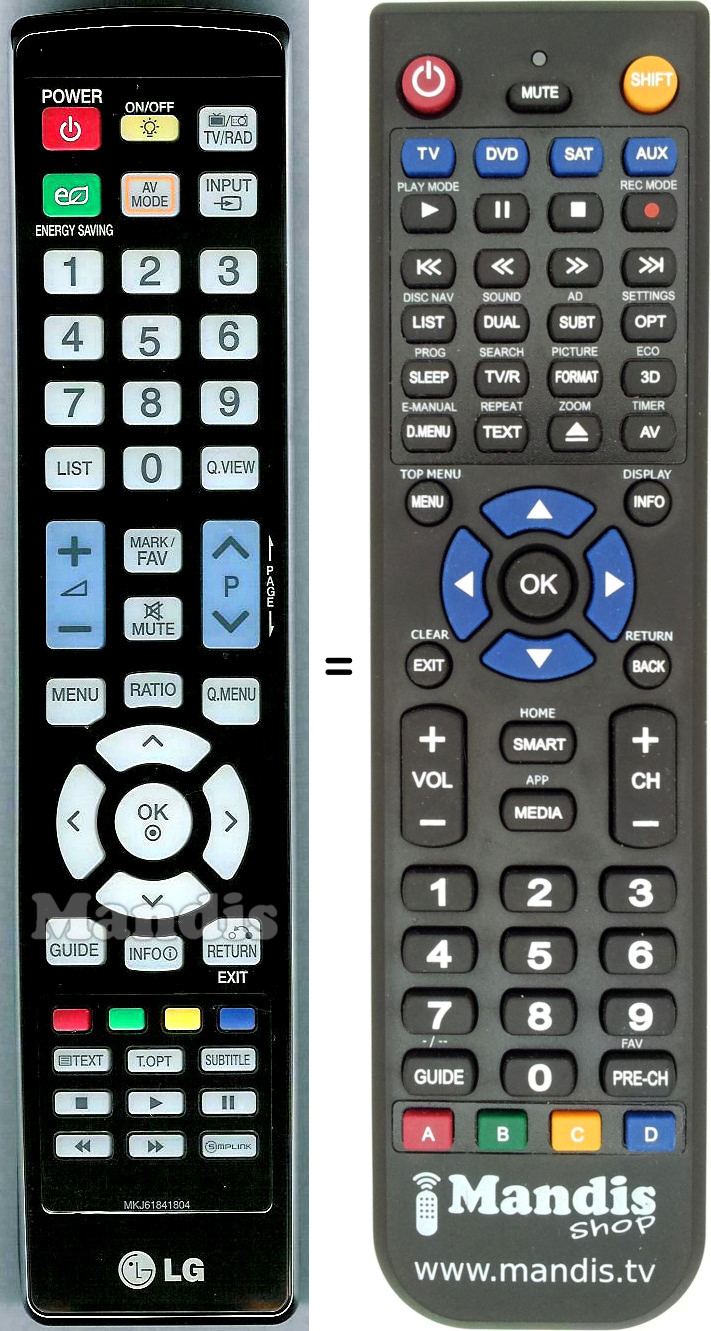 Replacement remote control LG MKJ 61841804