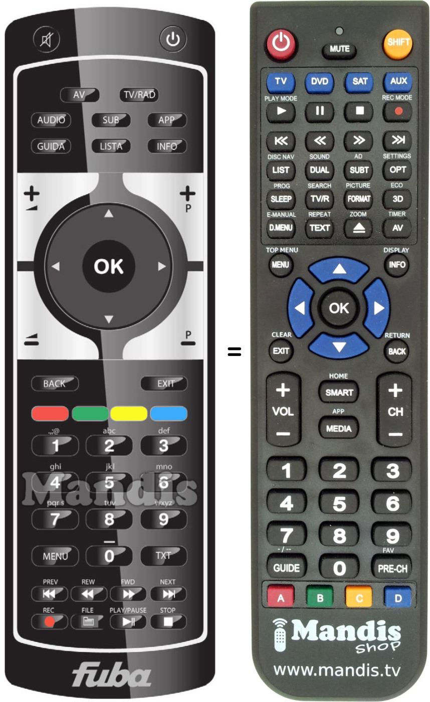 Replacement remote control Fuba ODE 790 HD