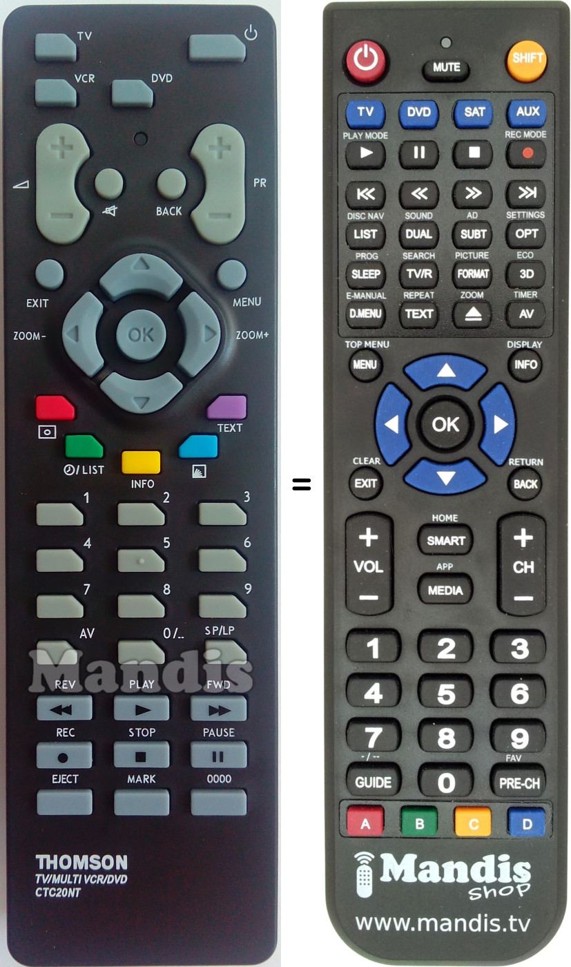 Replacement remote control Pathé Marconi CTC20NT