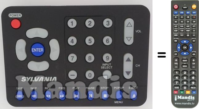 Replacement remote control SYLVANIA NH101UF