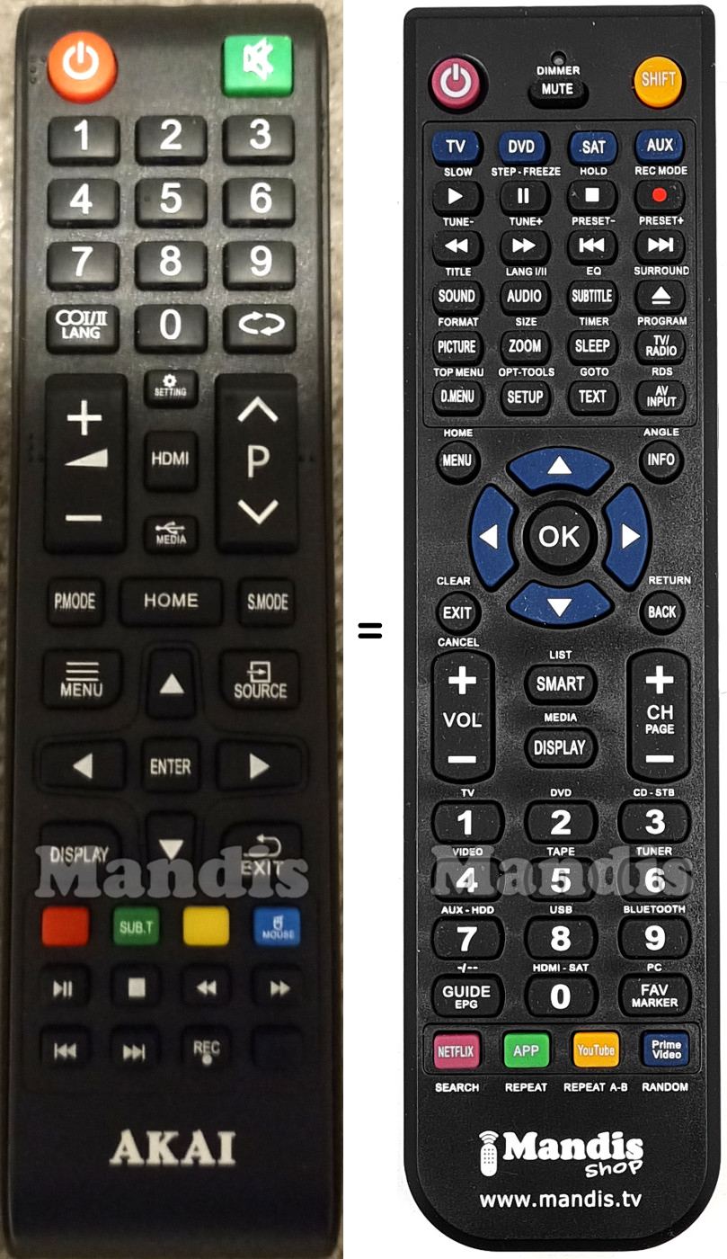 Replacement remote control Akai AKTV5540T