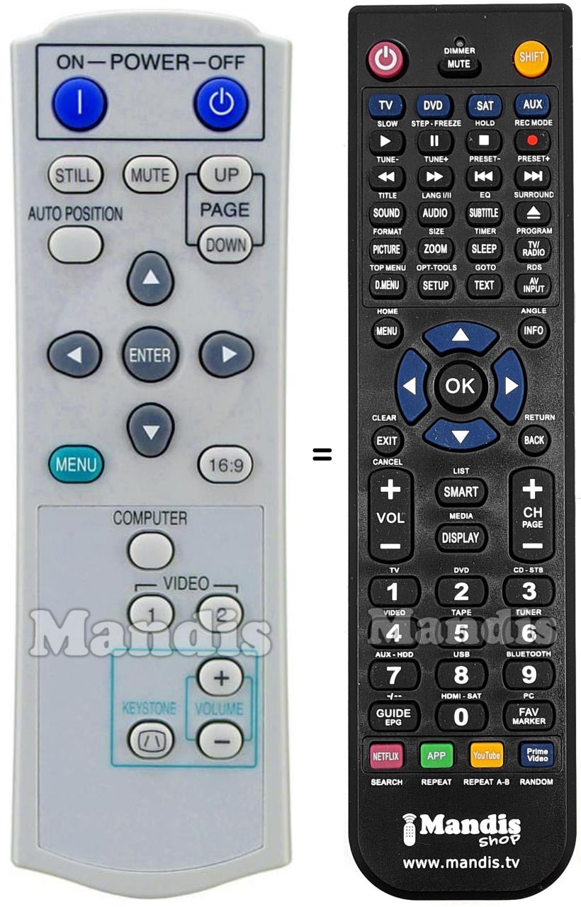 Replacement remote control Mitsubishi xD110U