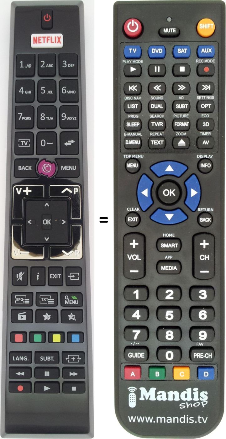 Replacement remote control TELECO RCA4995