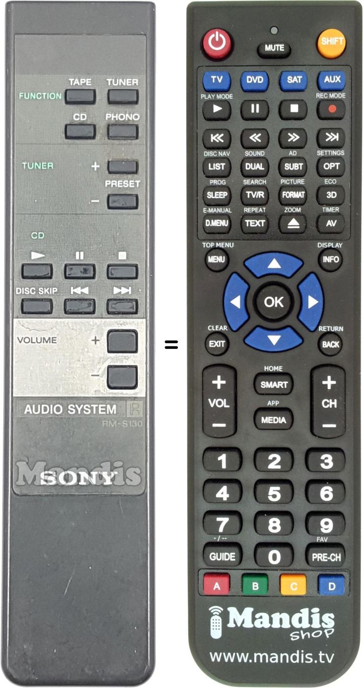 Télécommande équivalente Sony RM-S130