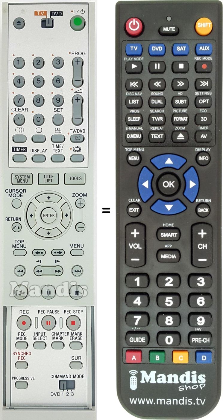Télécommande équivalente Sony RMT-D205P