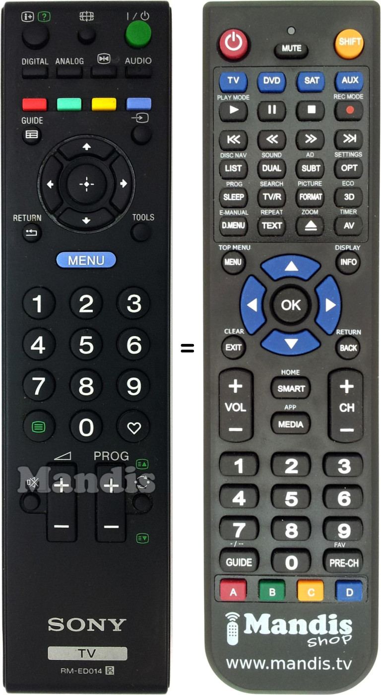 Télécommande équivalente Sony RM-ED014