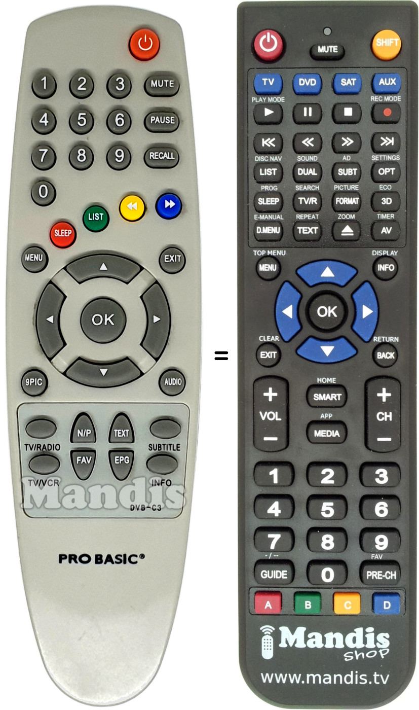 Replacement remote control PRO BASIC DVB-C3