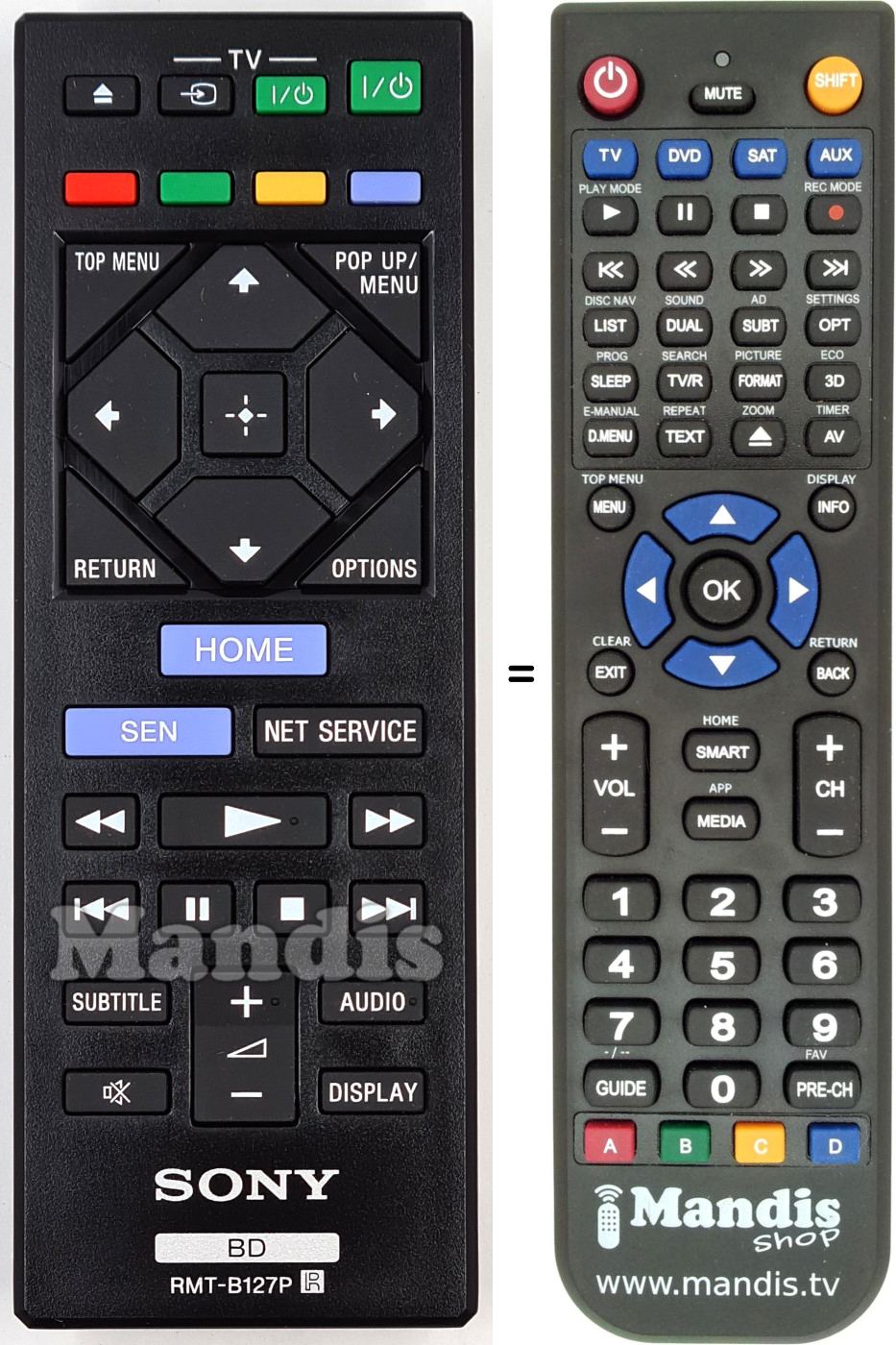 Télécommande équivalente Sony RMT-B127P