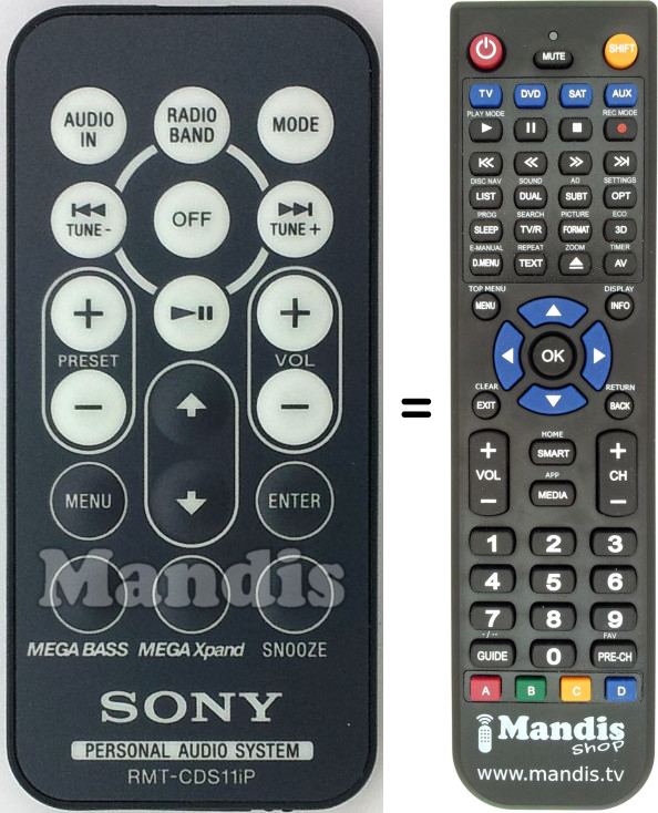 Replacement remote control Sony RMT-CDS11IP