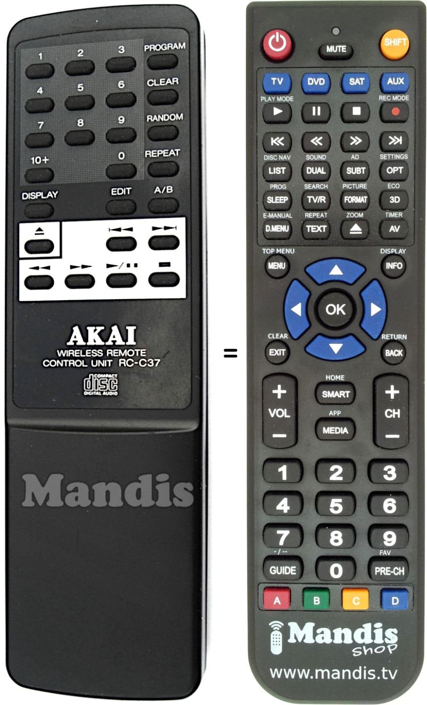 Replacement remote control Akai RC-C37