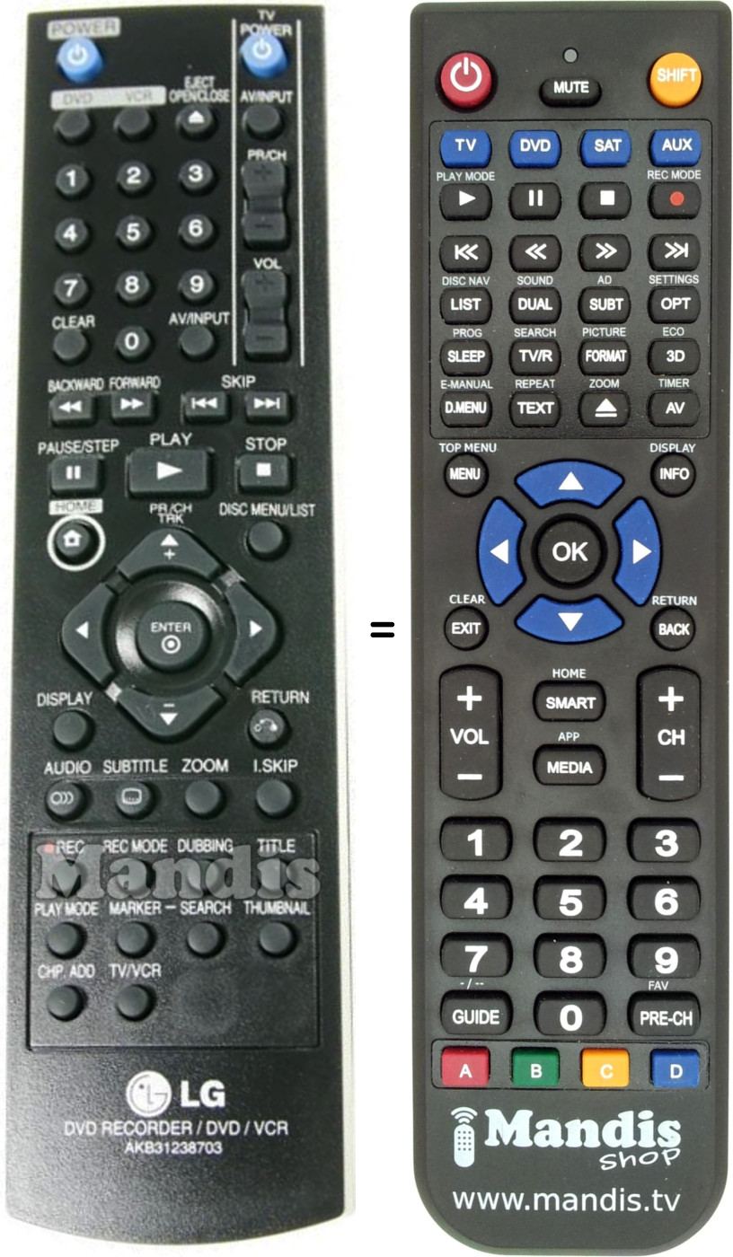 Replacement remote control Blaupunkt AKB31238703