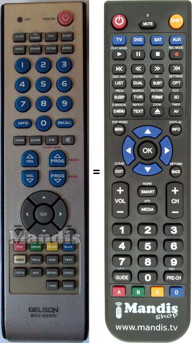 Replacement remote control Belson BSV4285I