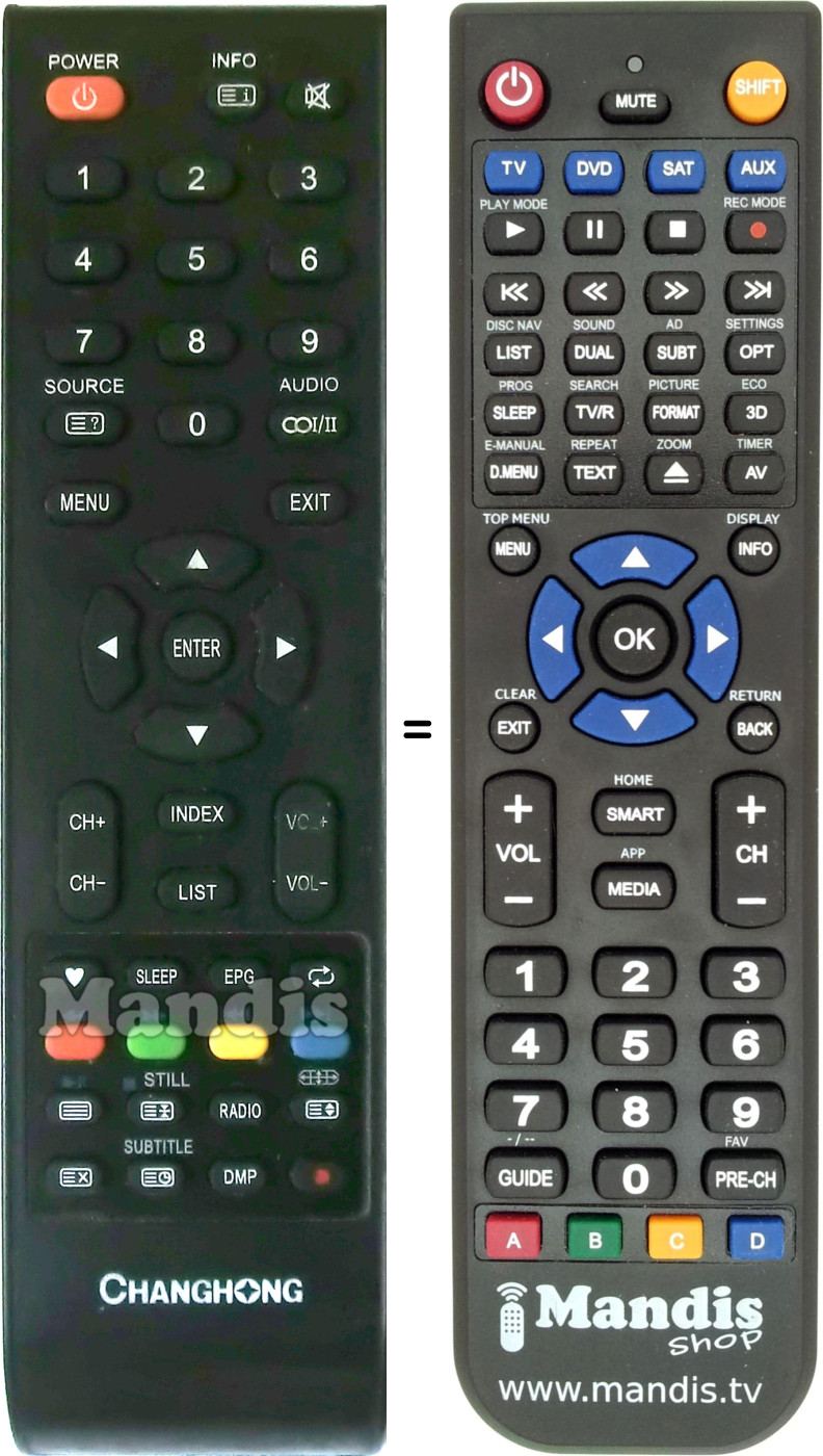 Replacement remote control Changhong LED29A6500K