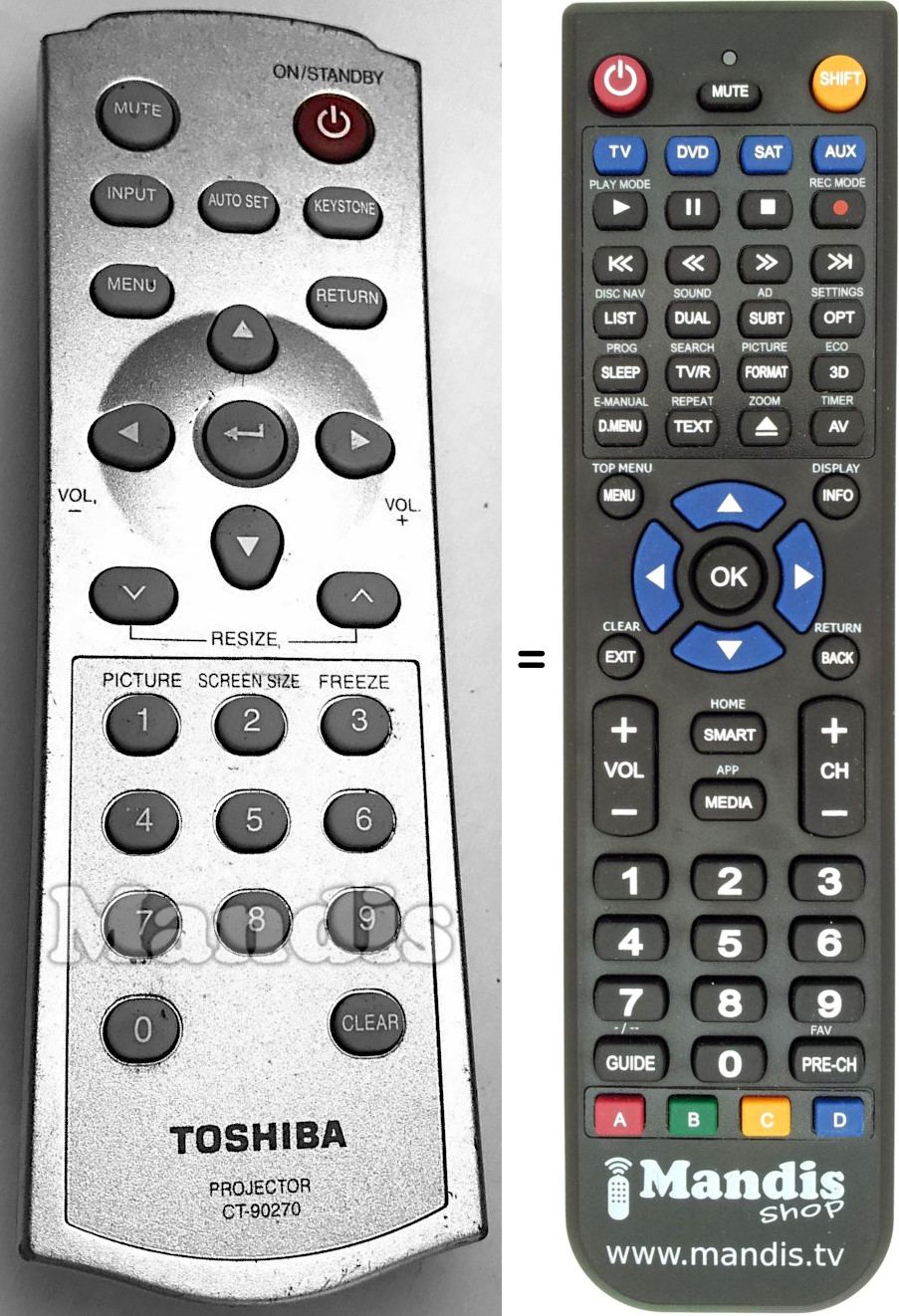 Replacement remote control Toshiba CT-90270