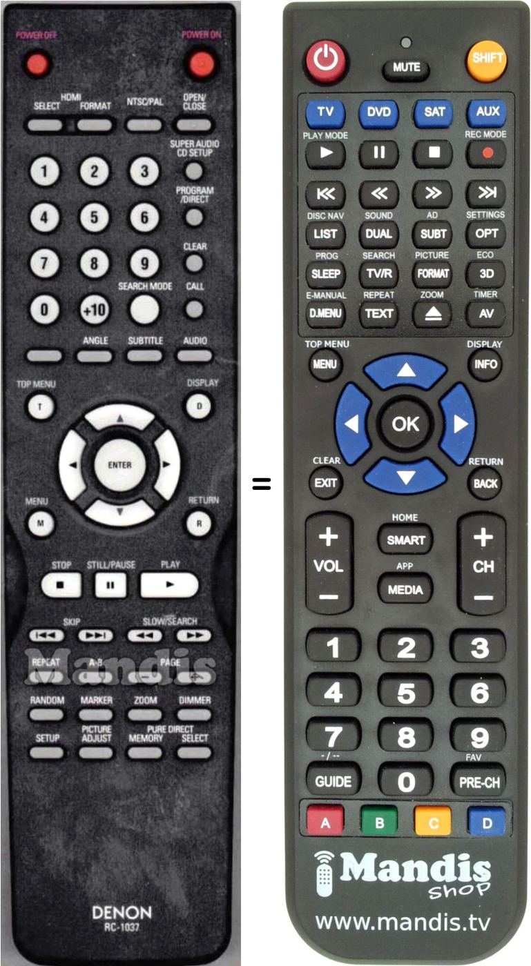 Télécommande équivalente Denon RC1037