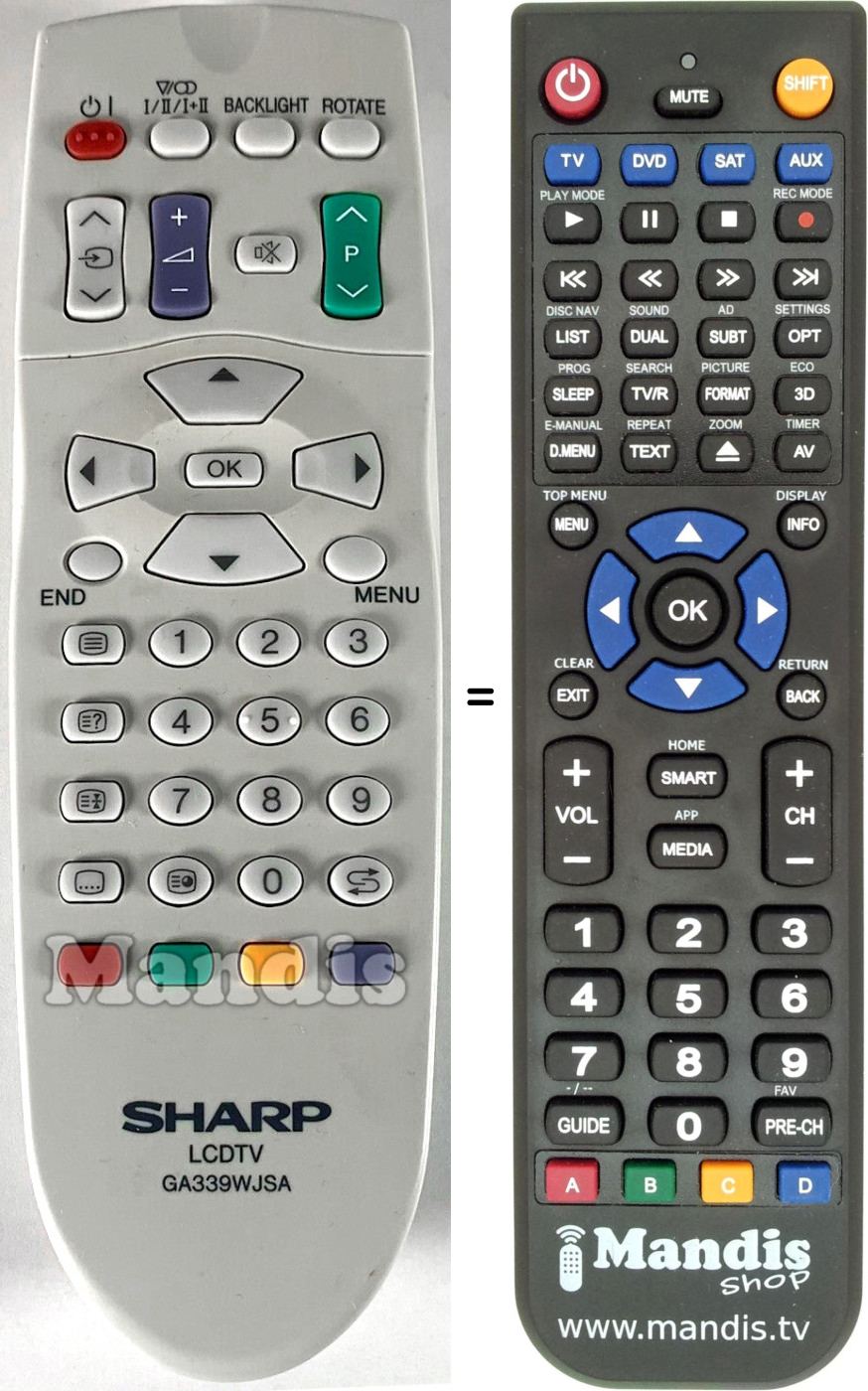 Replacement remote control Sharp GA339WJSA