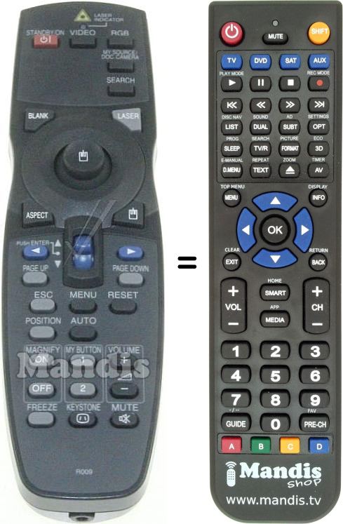 Télécommande équivalente Hitachi HL02197