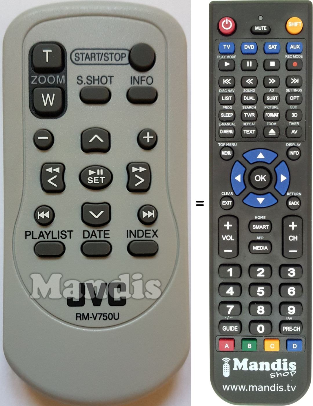 Télécommande équivalente JVC RM-V750U