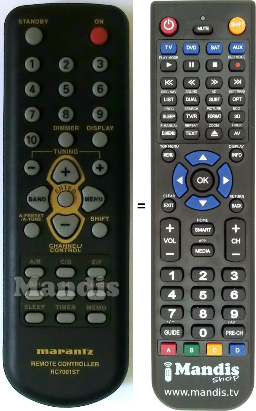 Replacement remote control RC7001ST