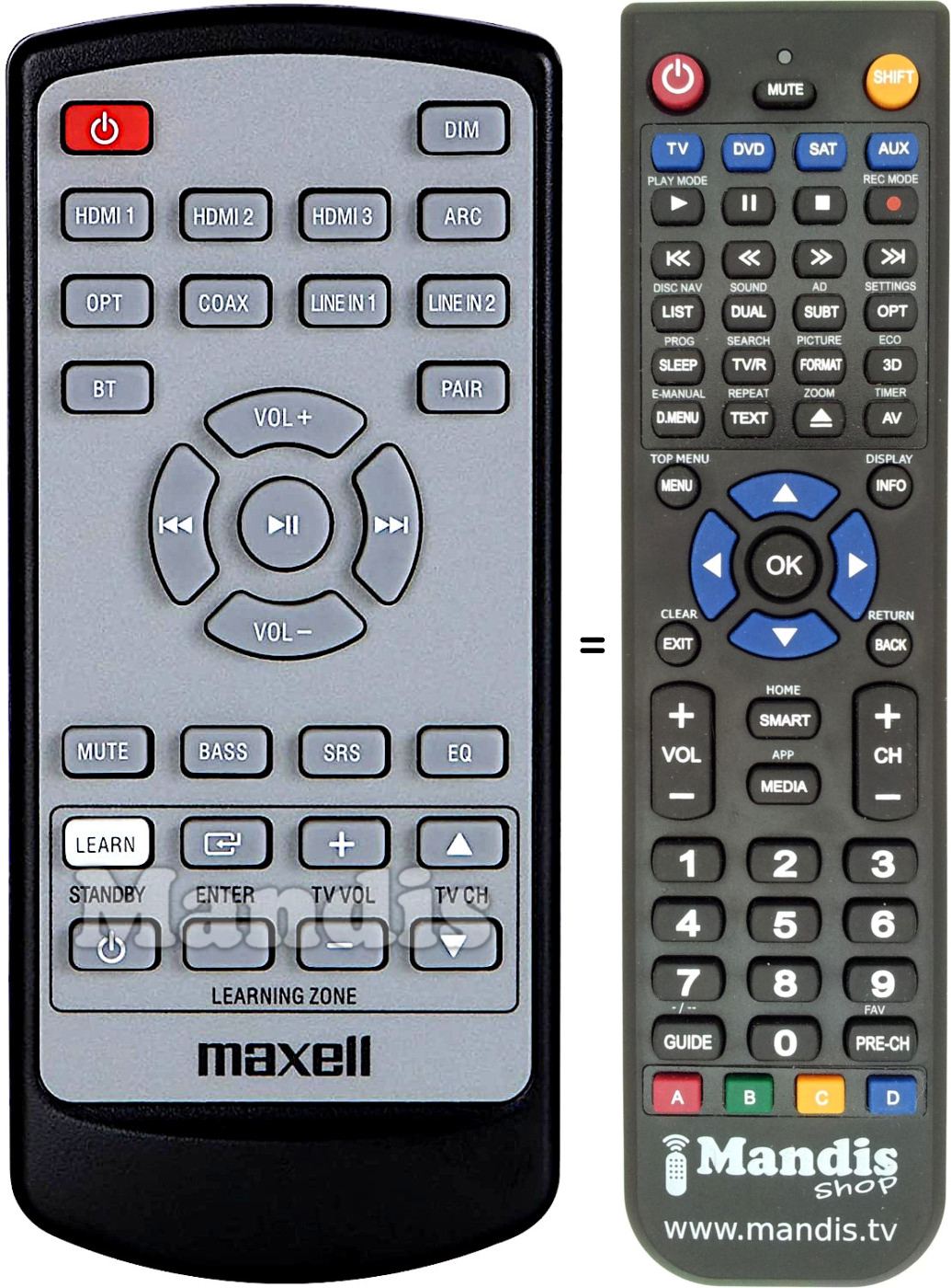 Télécommande équivalente Maxell MXSP-SB3000