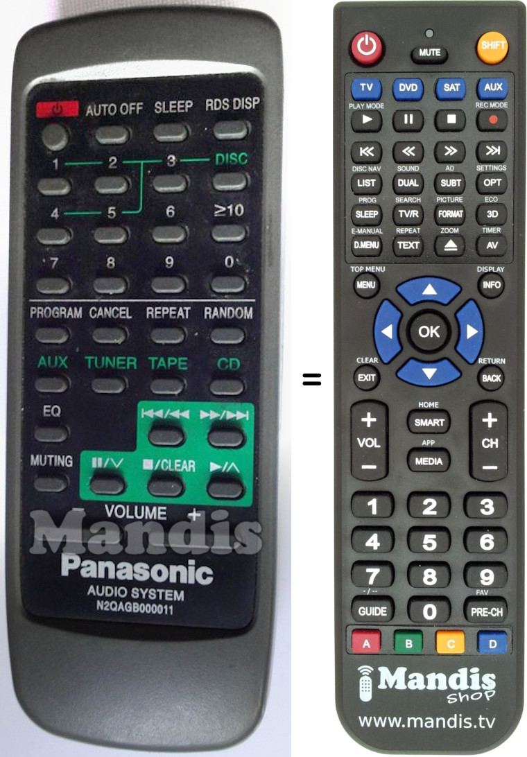 Télécommande équivalente N2QAGB000011