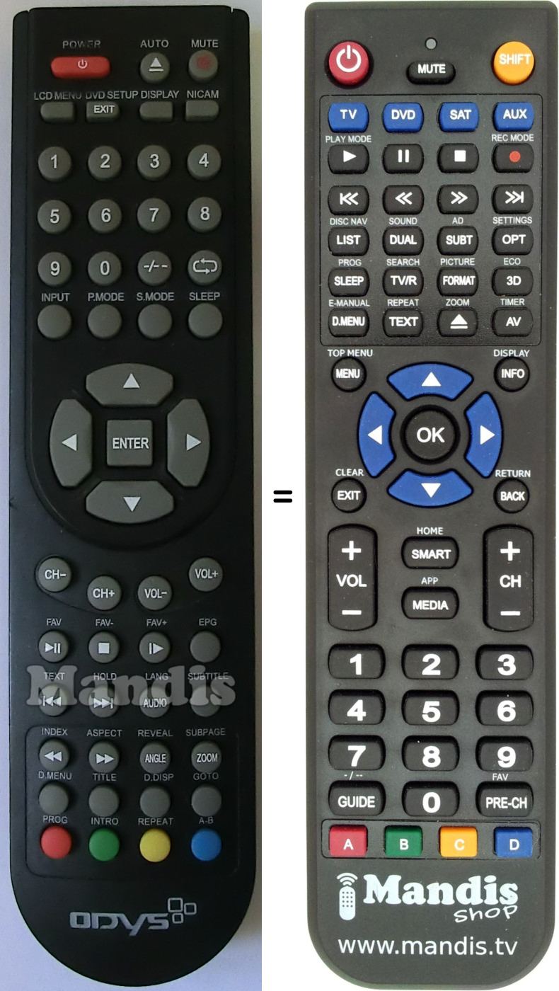 Replacement remote control Odys Multiflat19CinemaII