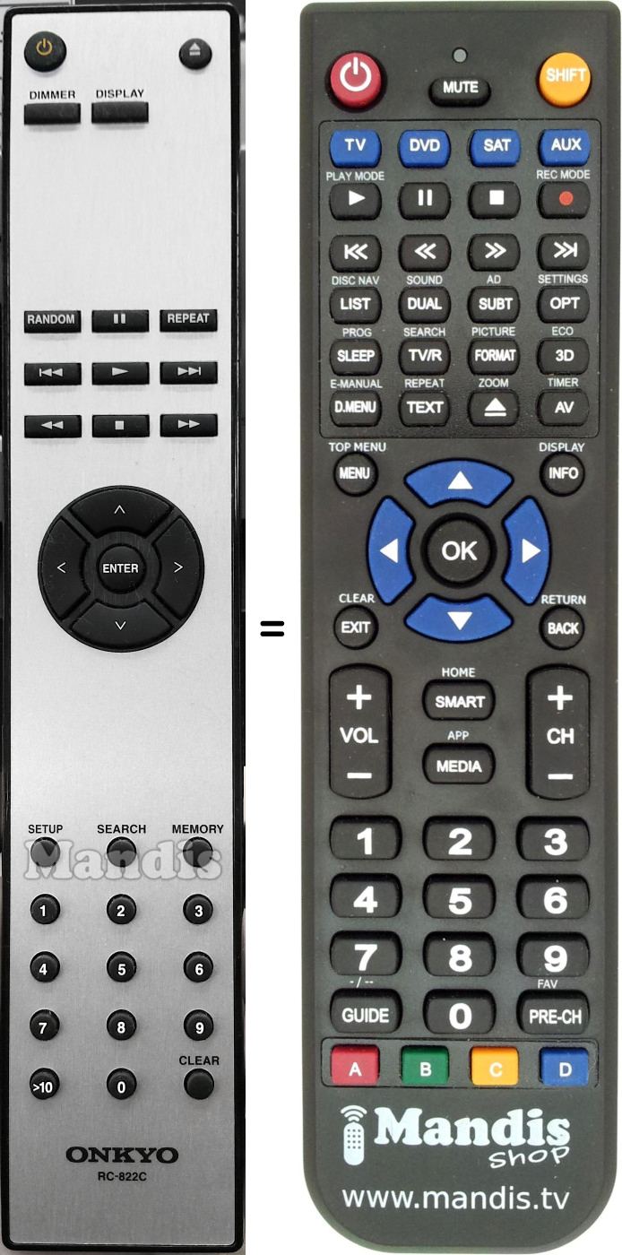 Replacement remote control Onkyo RC-822C