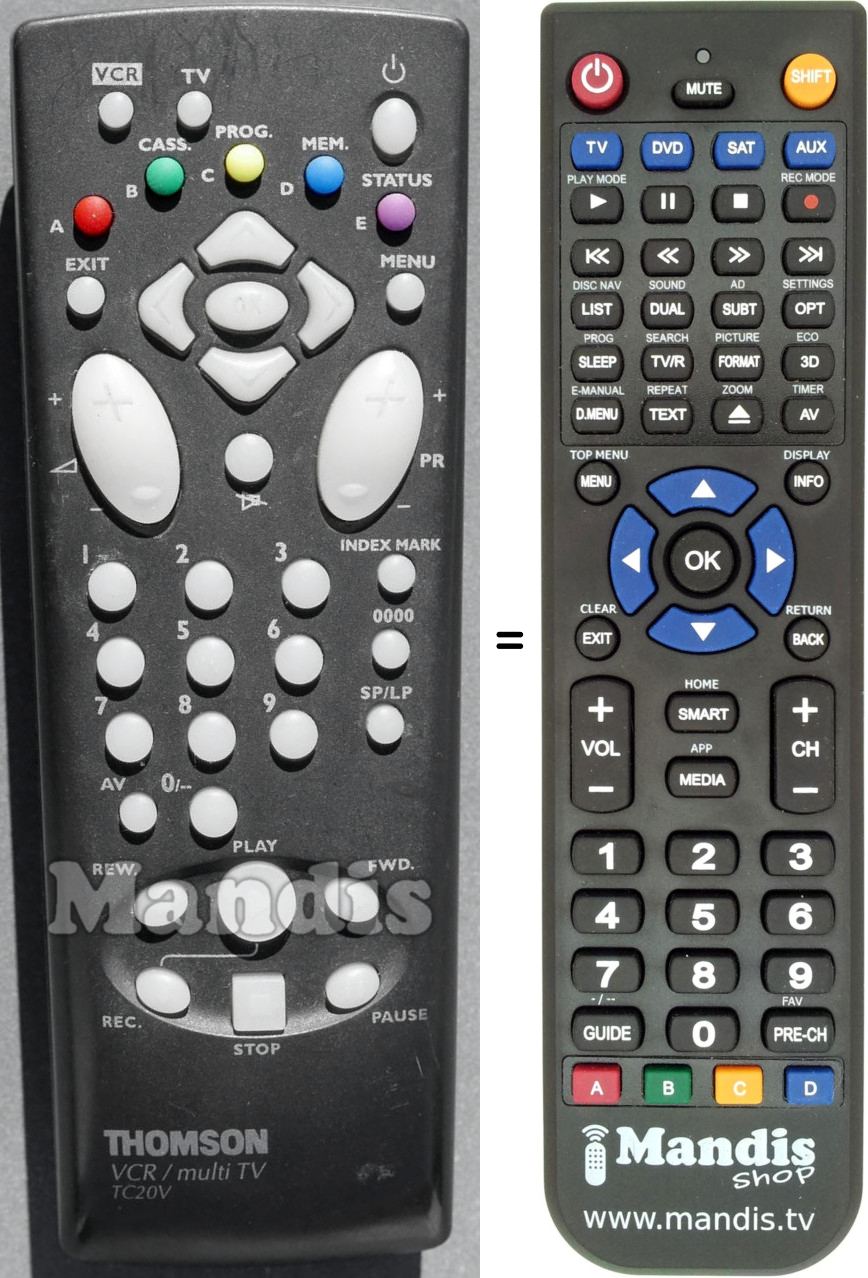 Replacement remote control Saba TC20V