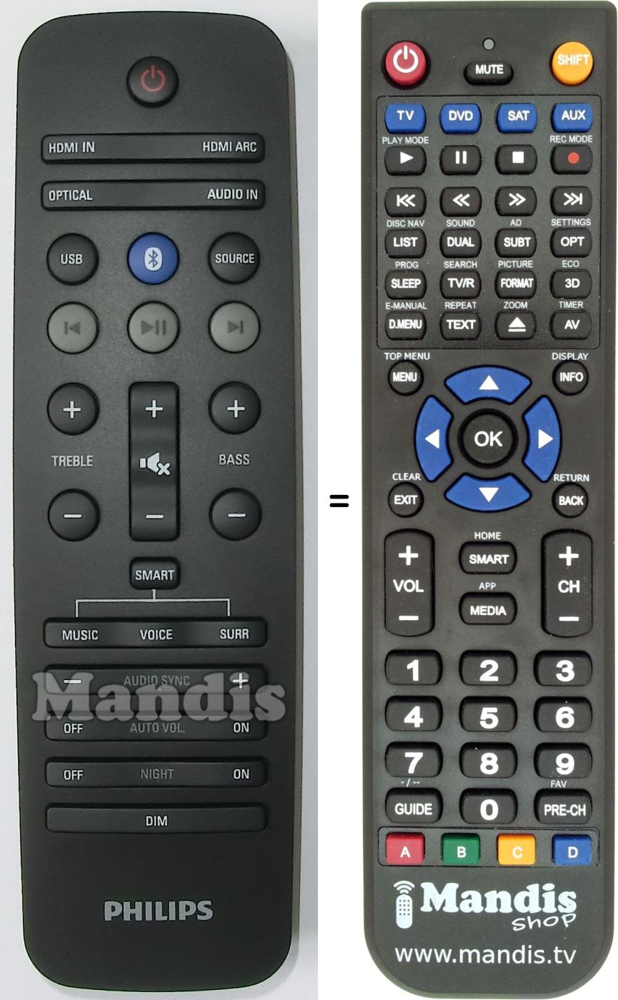 Télécommande équivalente Philips 996580007897