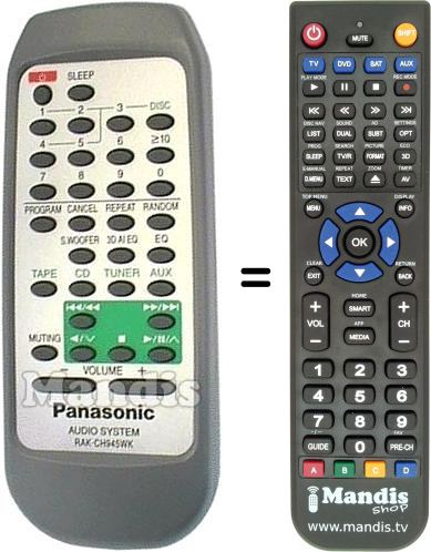Mando a distancia equivalente Panasonic RAK-CH945WK