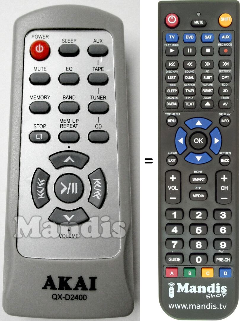 Replacement remote control Akai QX-D2400