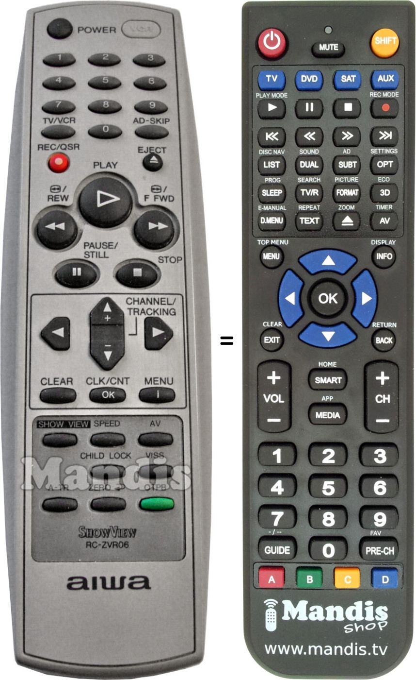 Replacement remote control RCZVR06