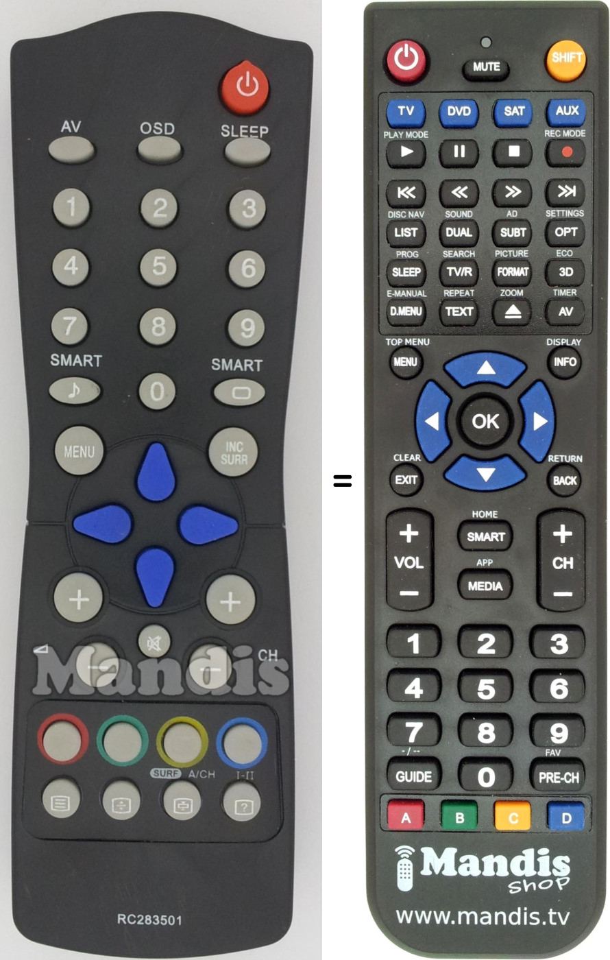 Replacement remote control RC283501