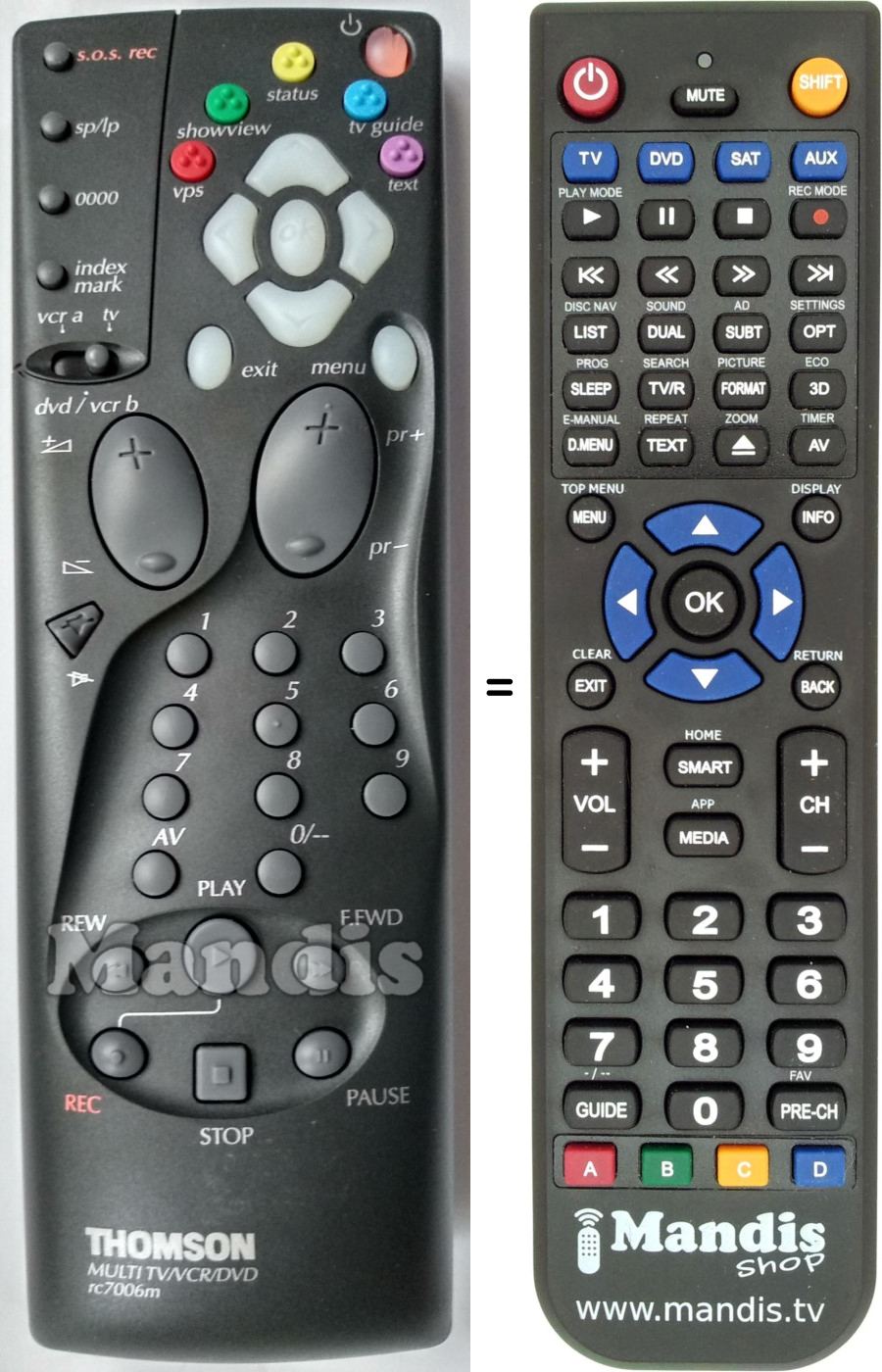 Replacement remote control Thomson RC7006M