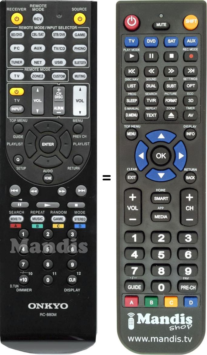 Replacement remote control Onkyo RC-880M