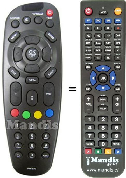 Replacement remote control XDOME RM-BO3