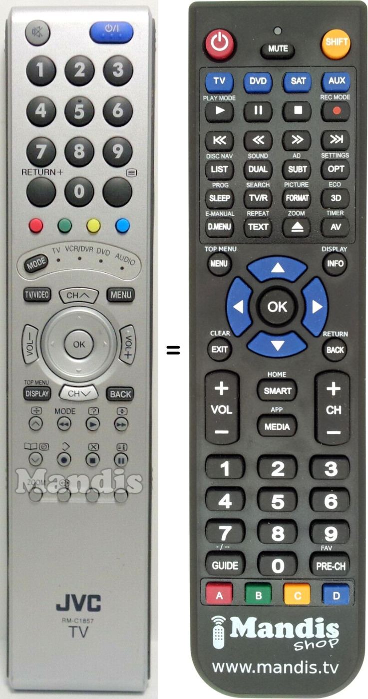Télécommande équivalente JVC RM-C1857