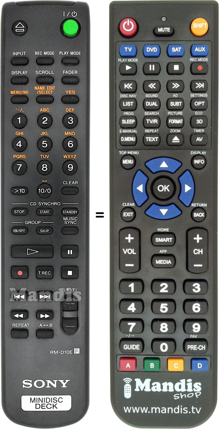 Télécommande équivalente RM-D10E