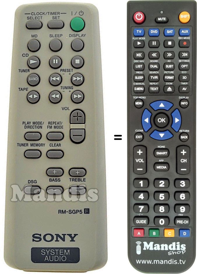Replacement remote control Sony RM-SGP 5
