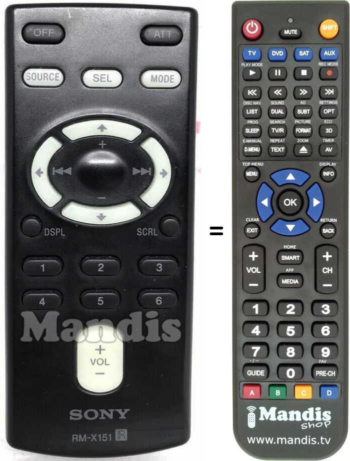 Télécommande équivalente RM-X151