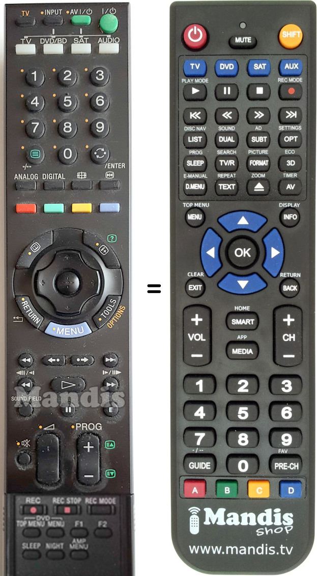 Replacement remote control Sony RM-ANP006