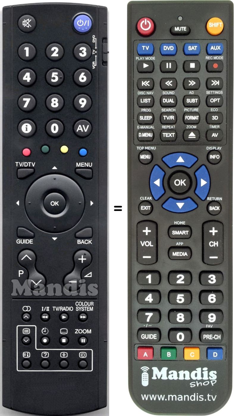 Télécommande équivalente JVC RM-C1893B-1C