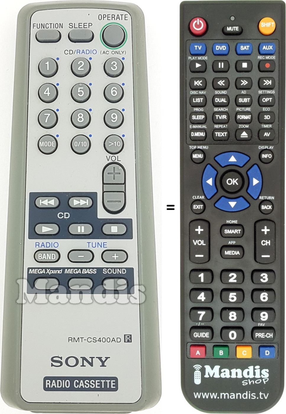 Replacement remote control RMT-CS400AD