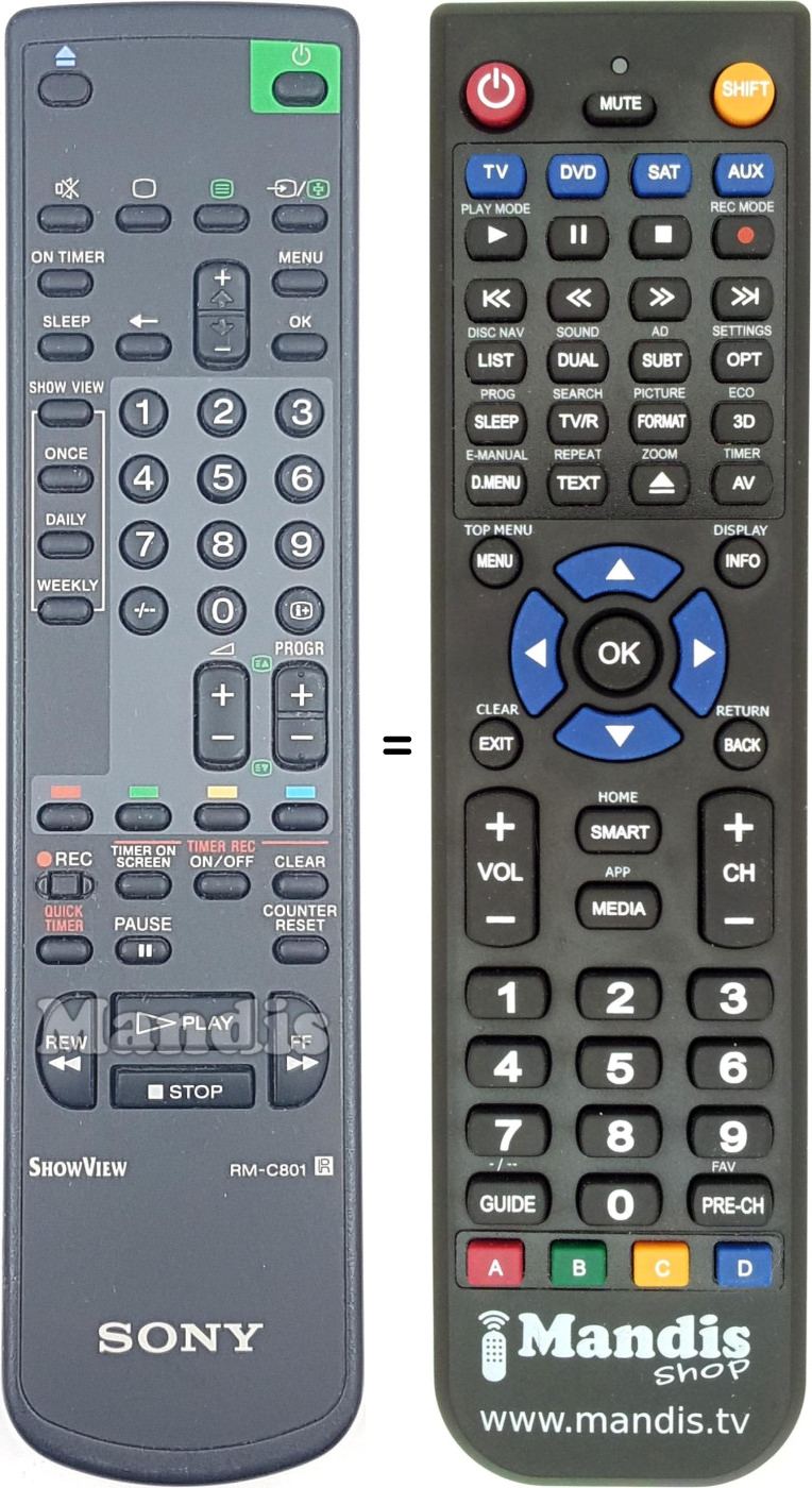 Télécommande équivalente Sony RM-C801