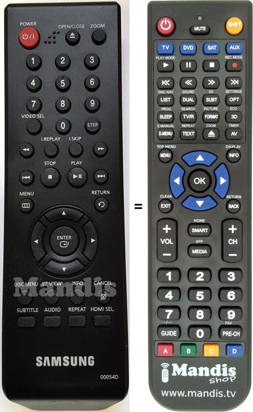 Replacement remote control Samsung 00054 D