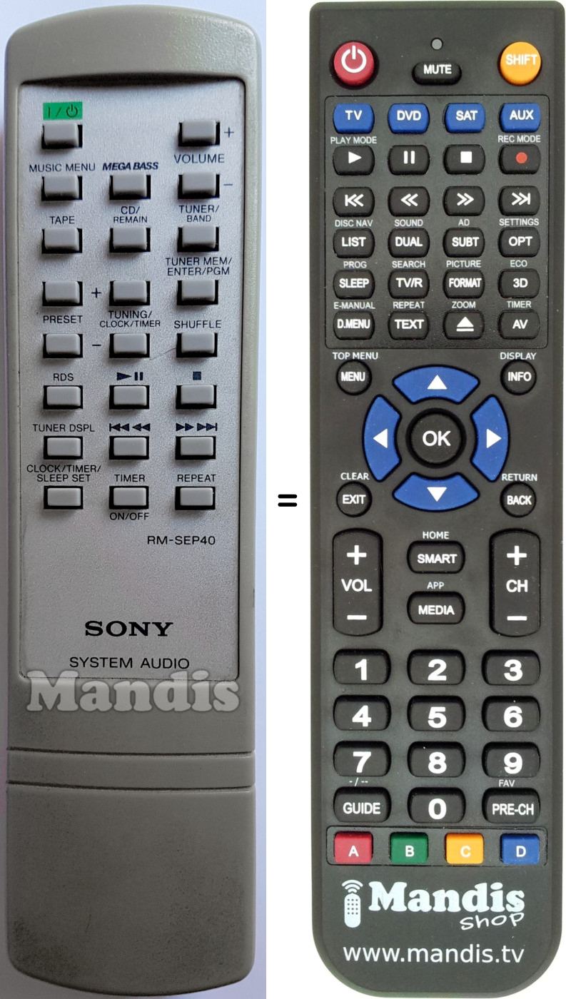 Télécommande équivalente RM-SEP40